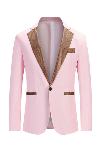 Pink Single Breasted Notched Lapel Men's Blazer