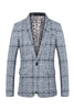 Load image into Gallery viewer, Grey Grid Notched Lapel Men&#39;s Blazer