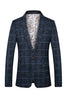 Load image into Gallery viewer, Grey Grid Notched Lapel Men&#39;s Blazer