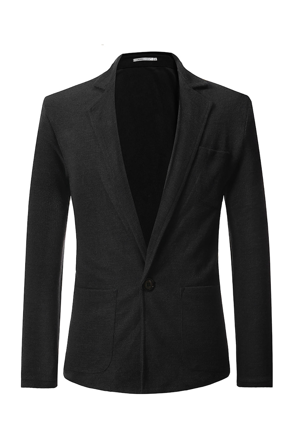 Black Knitted Notched Lapel Men's Blazer