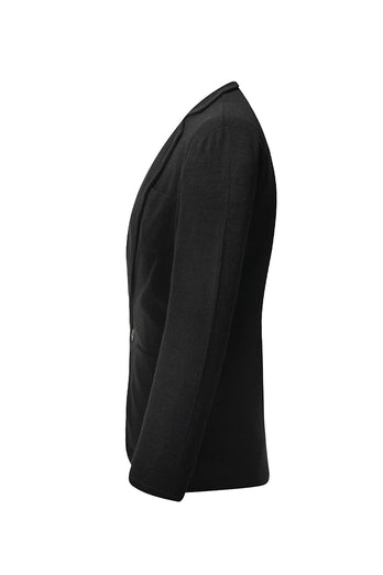 Black Knitted Notched Lapel Men's Blazer