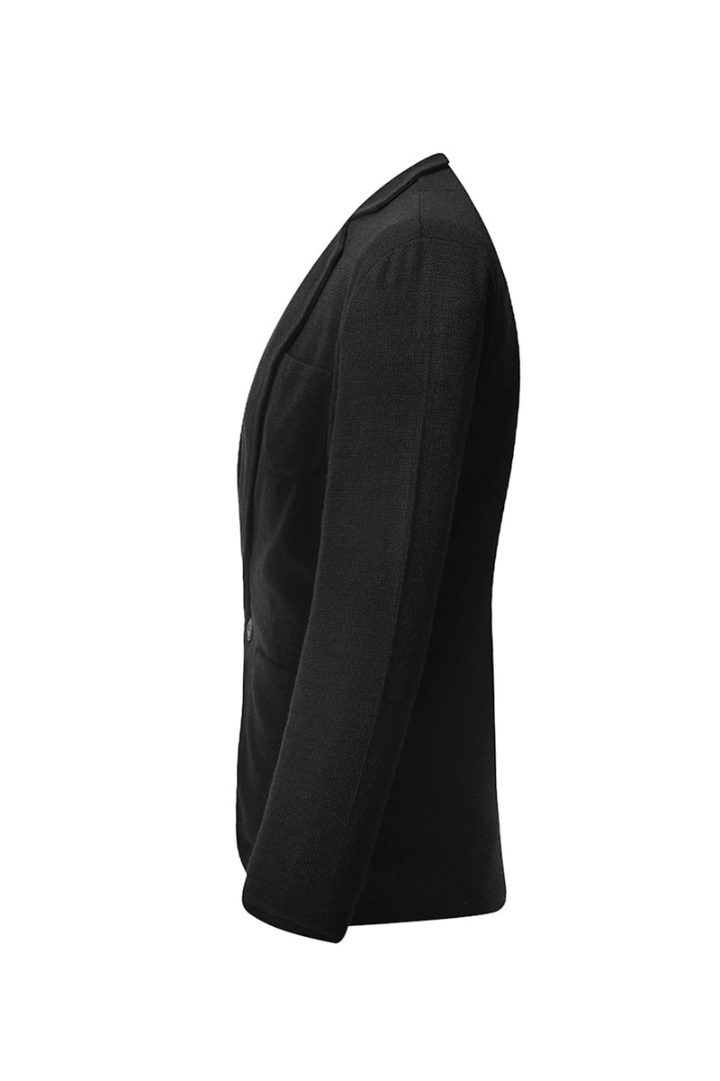 Load image into Gallery viewer, Black Knitted Notched Lapel Men&#39;s Blazer