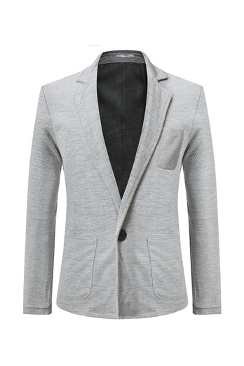 Black Knitted Notched Lapel Men's Blazer