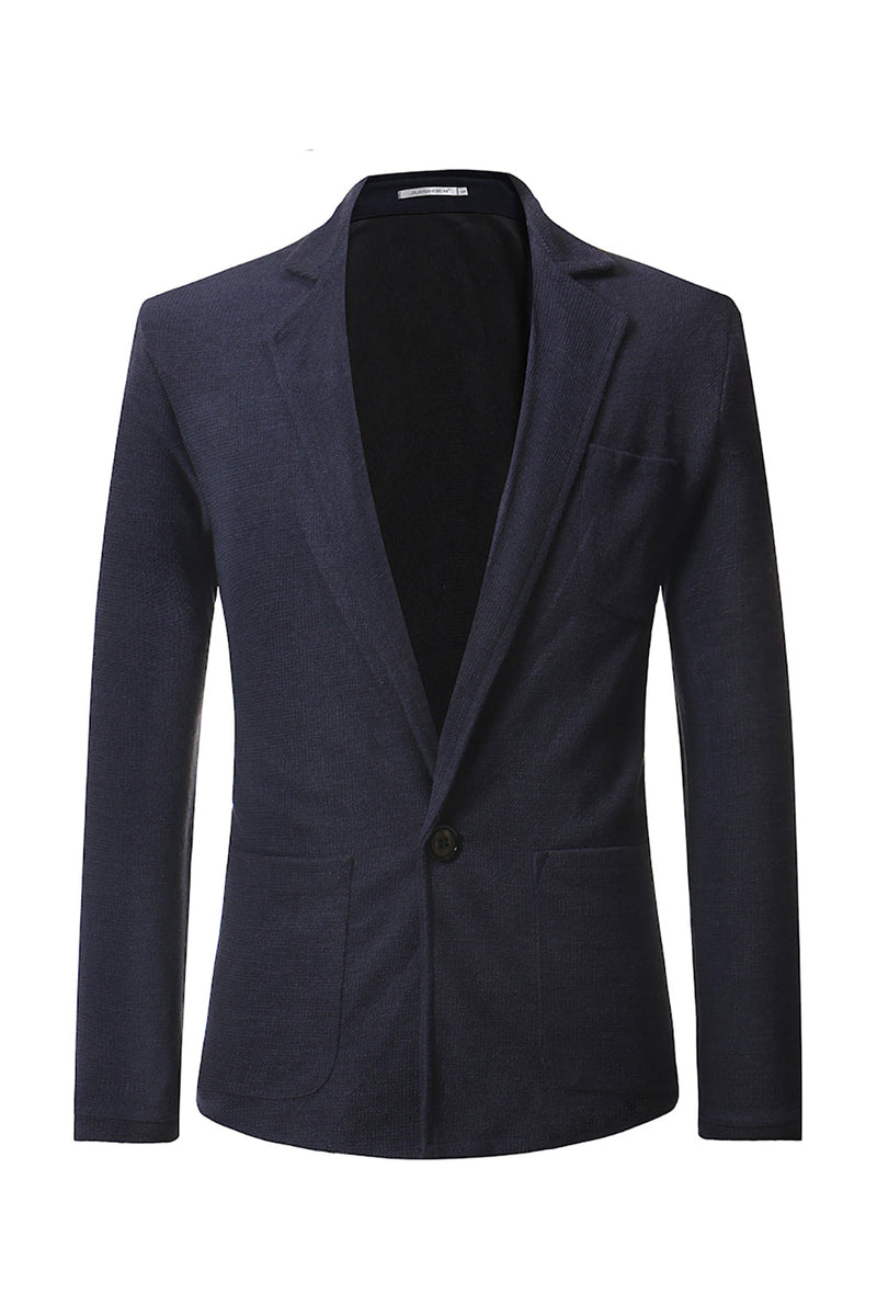 Load image into Gallery viewer, Black Knitted Notched Lapel Men&#39;s Blazer