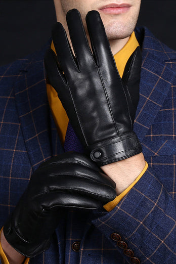 Brown Full-Hand Leather Gloves For Men