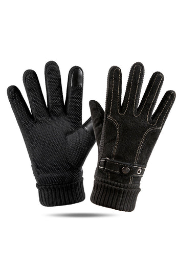 Brown Pigskin Men's Warm Winter Gloves