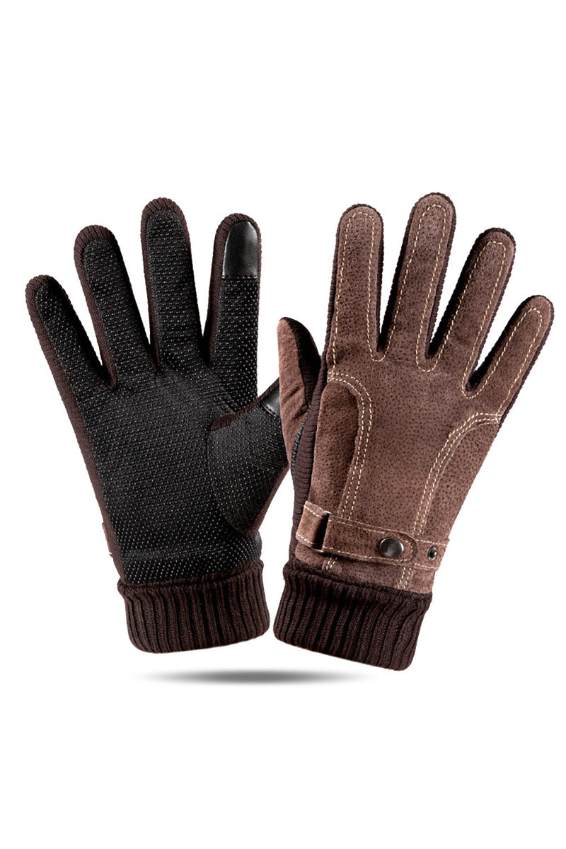 Load image into Gallery viewer, Brown Pigskin Men&#39;s Warm Winter Gloves