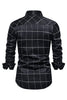 Load image into Gallery viewer, Navy Plaid Print Men&#39;s Casual Long Sleeve Shirt