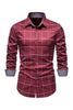 Load image into Gallery viewer, Navy Plaid Print Men&#39;s Casual Long Sleeve Shirt