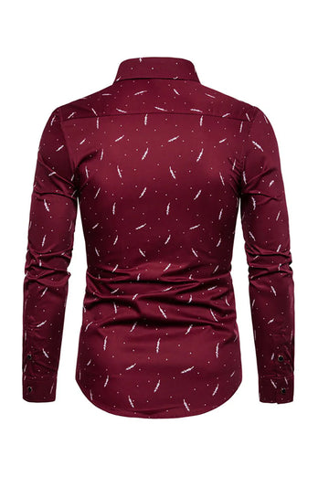 Feather Print Men's Long Sleeve Plus Size Shirt