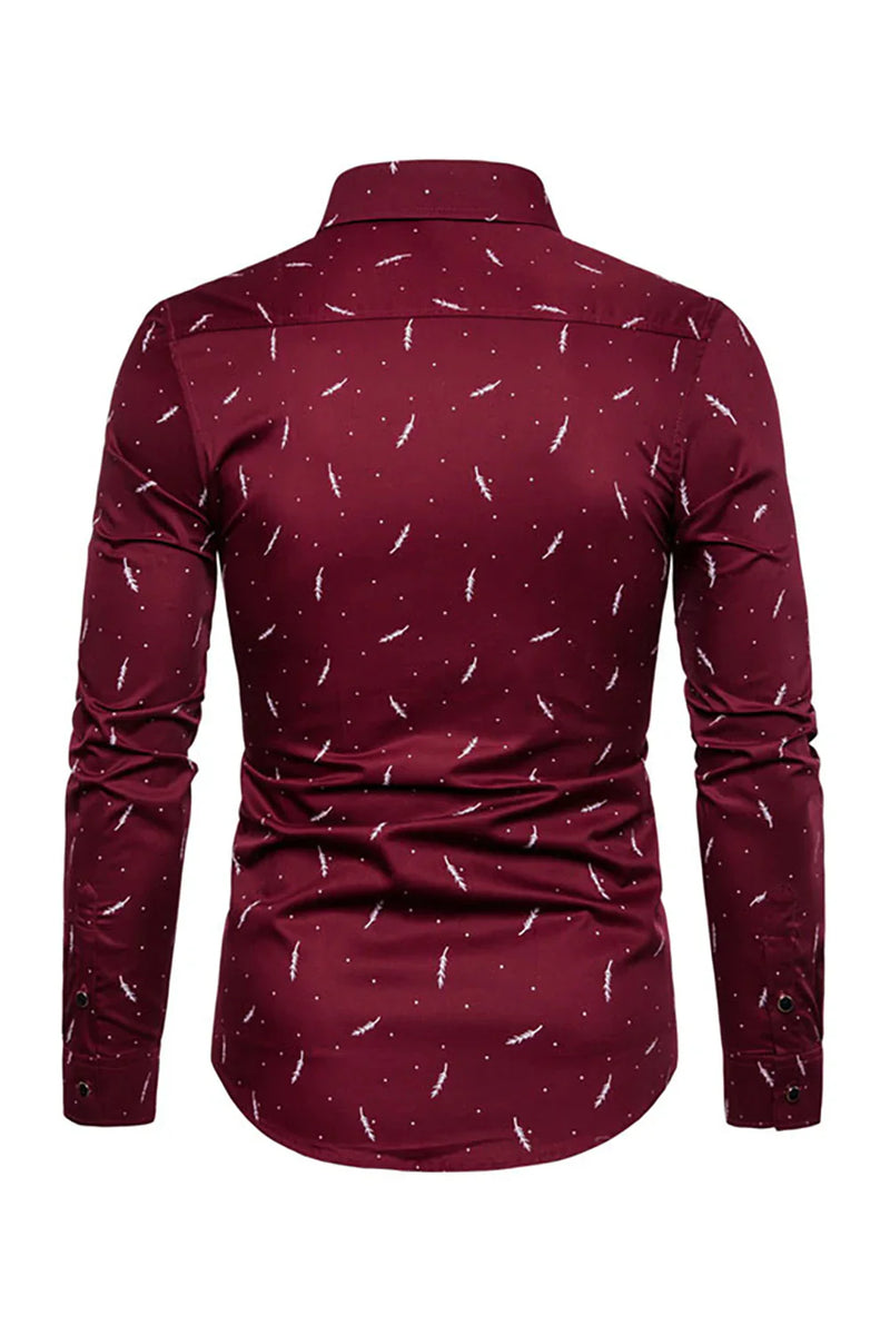 Load image into Gallery viewer, Feather Print Men&#39;s Long Sleeve Plus Size Shirt