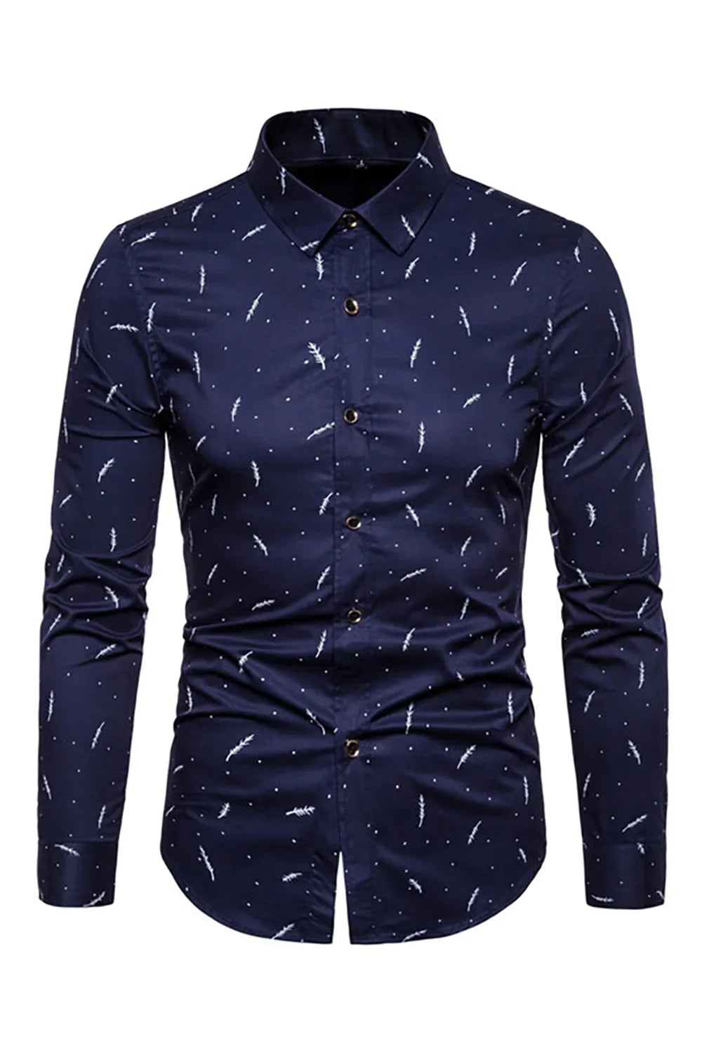 Feather Print Men's Long Sleeve Plus Size Shirt