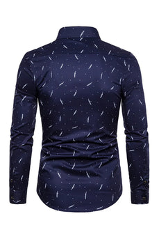 Feather Print Men's Long Sleeve Plus Size Shirt