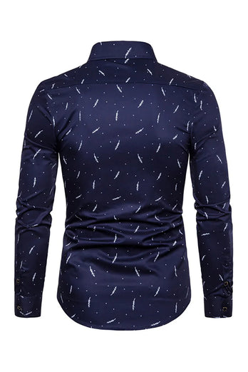 Feather Print Men's Long Sleeve Plus Size Shirt