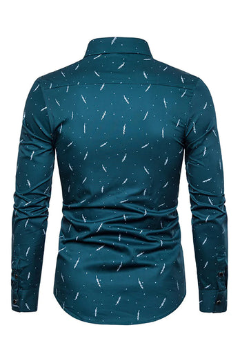 Feather Print Men's Long Sleeve Plus Size Shirt