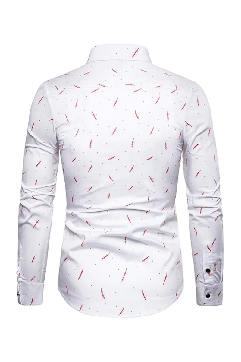 Load image into Gallery viewer, Feather Print Men&#39;s Long Sleeve Plus Size Shirt