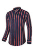 Load image into Gallery viewer, Black Red Striped Plus Size Men&#39;s Long Sleeve Shirt