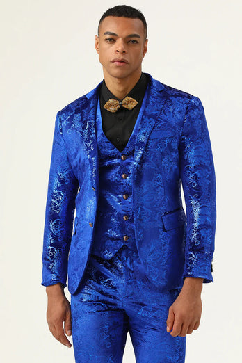 Sparkly Royal Blue Sequins 3 Piece Men's Prom Suits