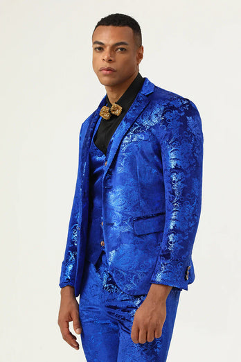 Sparkly Royal Blue Sequins 3 Piece Men's Prom Suits