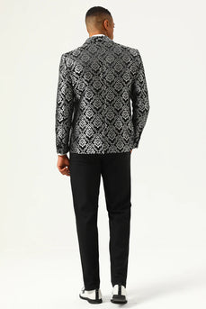 Black and Silver Jacquard Men's Prom Blazer