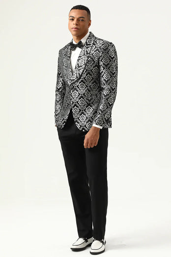 Black and Silver Jacquard Men's Prom Blazer