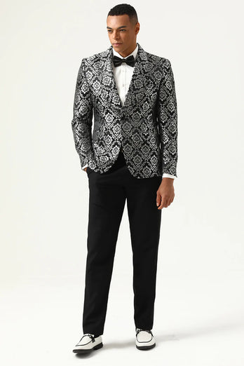 Black and Silver Jacquard Men's Prom Blazer