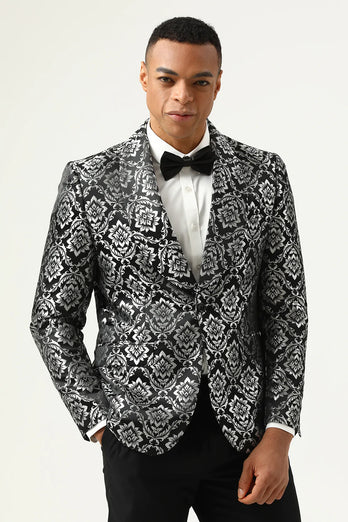 Black and Silver Jacquard Men's Prom Blazer