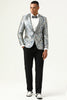 Load image into Gallery viewer, Silver and Blue Jacquard Notched Lapel Men&#39;s Prom Blazer