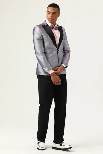 Glitter Grey Peak Lapel Men's Prom Blazer