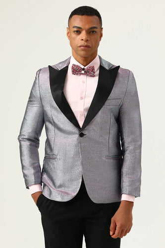 Glitter Grey Peak Lapel Men's Prom Blazer