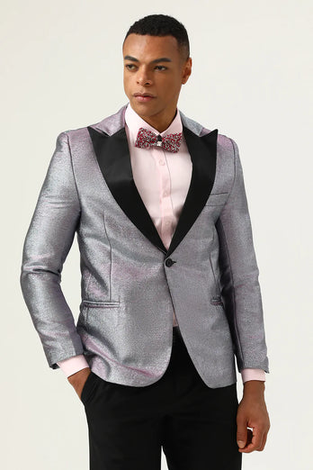 Glitter Grey Peak Lapel Men's Prom Blazer