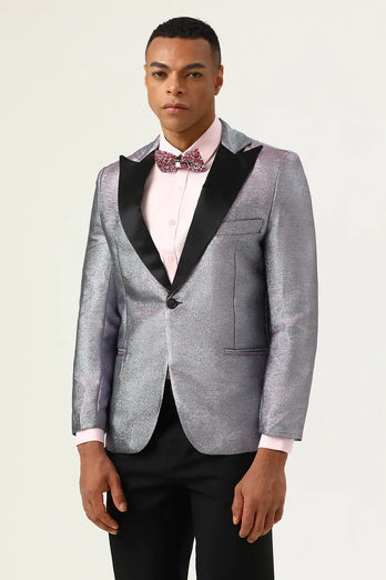 Glitter Grey Peak Lapel Men's Prom Blazer