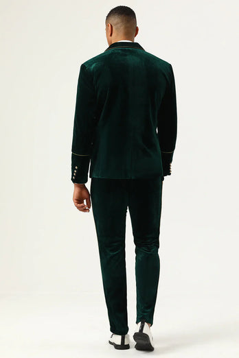 Dark Green Velvet 2 Piece Men's Prom Suits