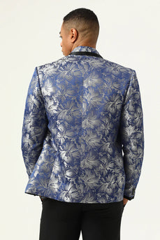 Blue Jacquard Shawl Lapel Men's Prom Jacket