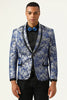 Load image into Gallery viewer, Blue Jacquard Shawl Lapel Men&#39;s Prom Jacket