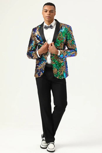 Sparkly Dark Green Sequins Men's Prom Blazer