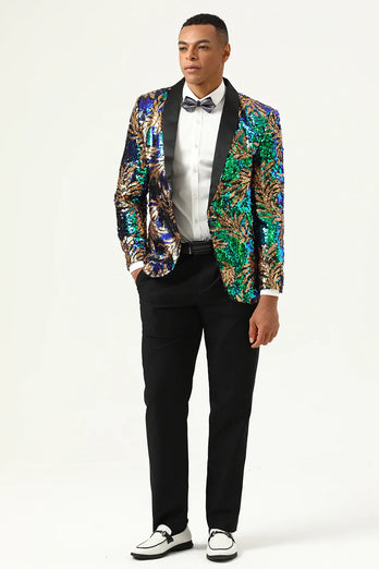 Sparkly Dark Green Sequins Men's Prom Blazer