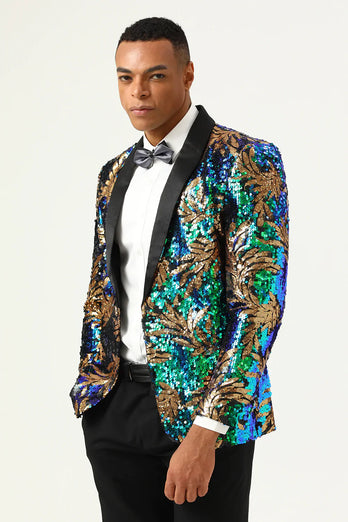 Sparkly Dark Green Sequins Men's Prom Blazer