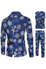 Load image into Gallery viewer, Blue Snowflake Printed 3 Piece Men&#39;s Christmas Party Suits