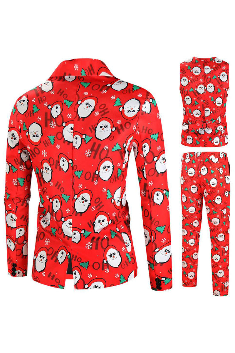 Load image into Gallery viewer, Red Snowman Printed 3 Piece Christmas Party Men&#39;s Suits