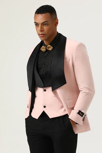 Pink Shawl Lapel 3 Piece Men's Prom Suits