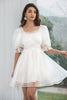 Load image into Gallery viewer, Modest Tulle White Graduation Dress with Lace-up Back