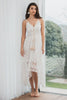 Load image into Gallery viewer, Spaghetti Straps High-Low Lace White Summer Graduation Dress