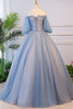 Load image into Gallery viewer, Grey Blue Off the Shoulder Quinceanera Dresses with Appliques