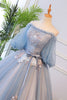 Load image into Gallery viewer, Grey Blue Off the Shoulder Quinceanera Dresses with Appliques