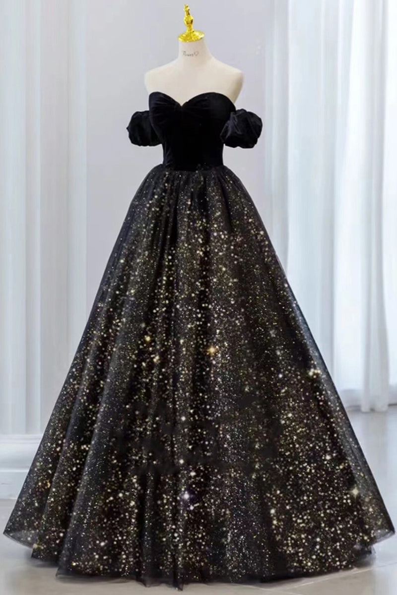 Load image into Gallery viewer, Black Strapless Sparkly Quinceanera Dresses with Removable Sleeves