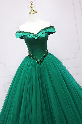 Green Off the Shoulder Quinceanera Dress with Beading