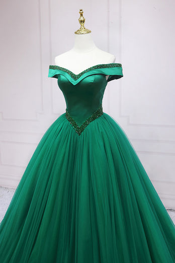 Green Off the Shoulder Quinceanera Dress with Beading