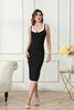 Load image into Gallery viewer, Bodycon Black Modest Midi Graduation Dress