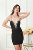 Load image into Gallery viewer, Black Spaghetti Straps Mini Graduation Dress